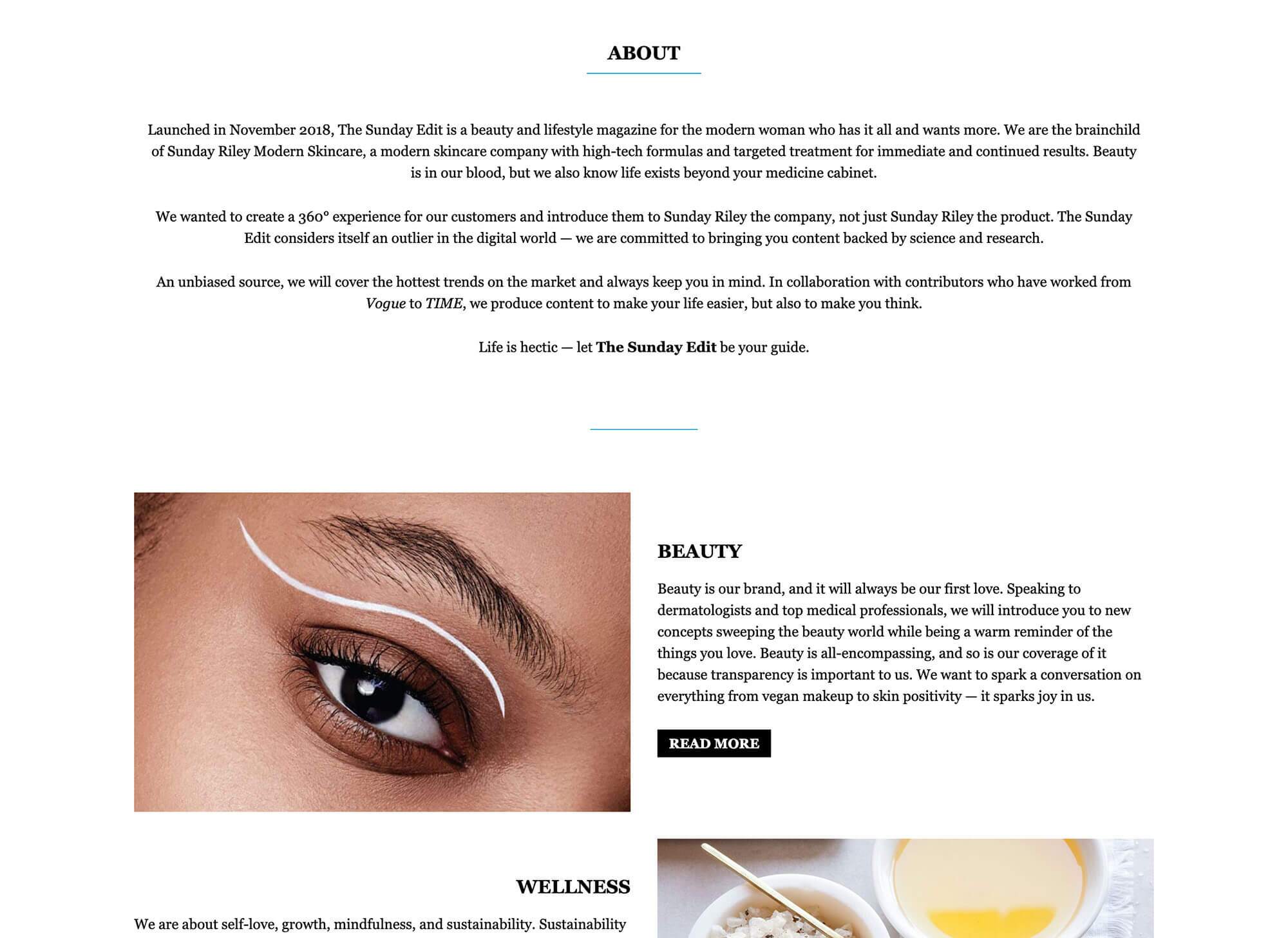 The Sunday Edit — custom WordPress website by Bound By