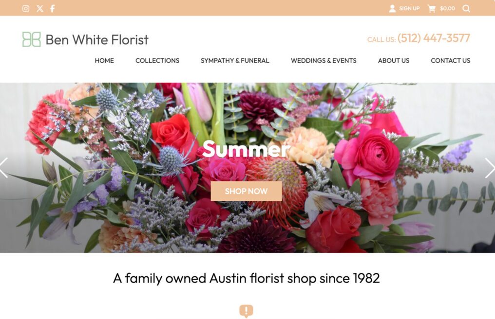 Ben White Florist — custom WordPress WooCommerce website by Bound By