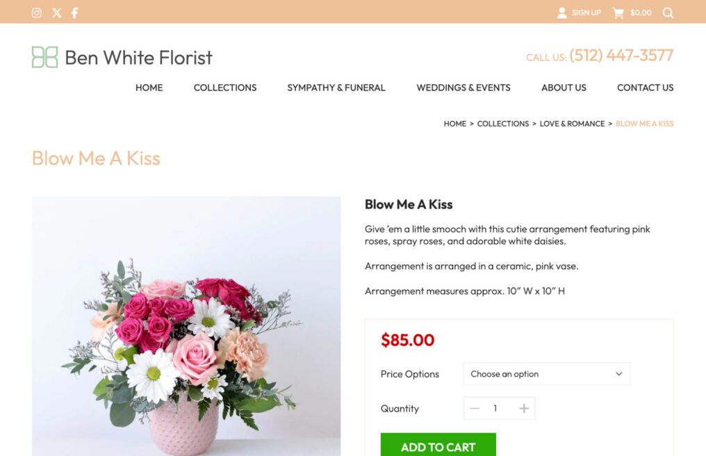 Ben White Florist — custom WordPress WooCommerce website by Bound By