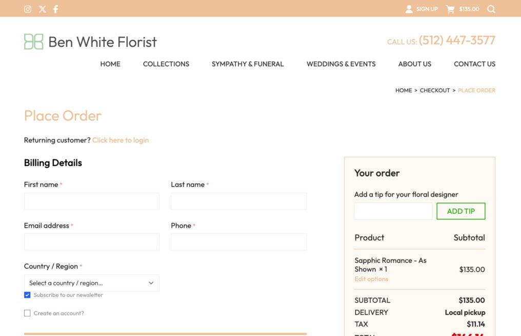 Ben White Florist — custom WordPress WooCommerce website by Bound By
