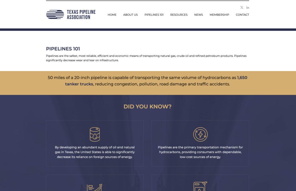 Texas Pipeline Association — custom WordPress website by Bound By