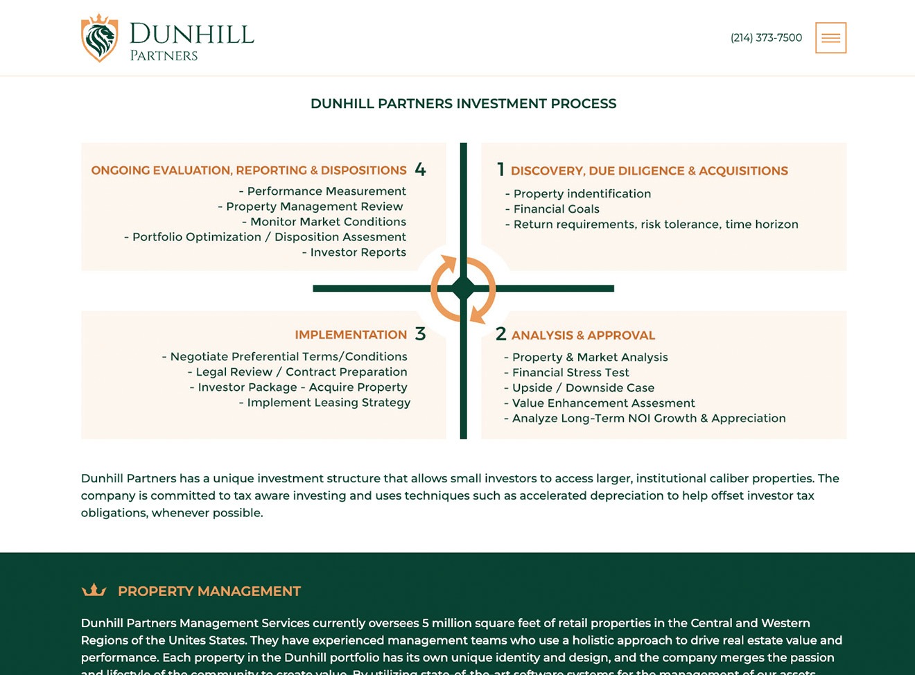 Dunhill Partners — custom WordPress website by Bound By