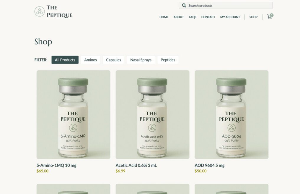 The Peptique — WooCommerce WordPress website by Bound By