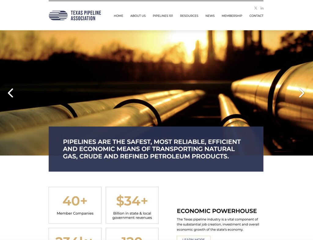 Texas Pipeline Association — custom WordPress website by Bound By